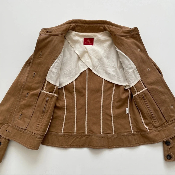 Cole Haan Tan Designer Denim Jean Jacket Size S Small - Picture 6 of 12